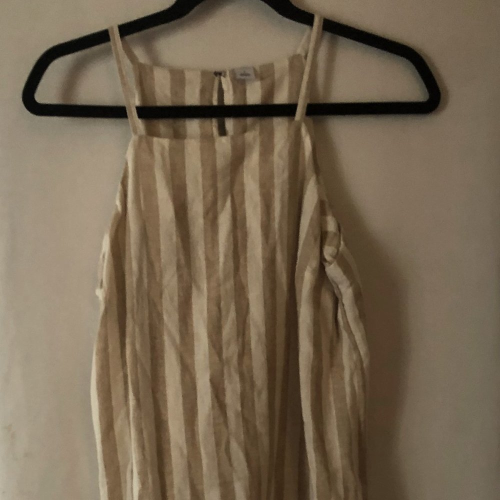 Old Navy sleeveless linen dress Tan  and cream striped